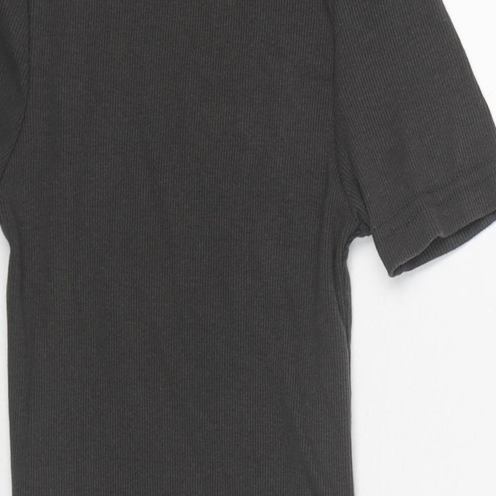 Nasty Gal Womens Grey Cotton Bodysuit One-Piece Size XS Snap