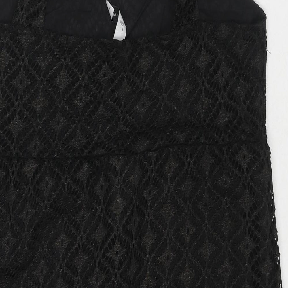 MaterialGirl Womens Black Polyester Basic Tank Size L Round Neck