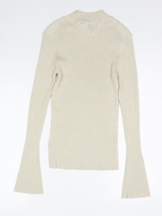 Autograph Womens Beige Round Neck Viscose Pullover Jumper Size 10