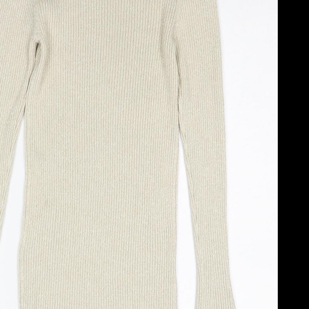 Autograph Womens Beige Round Neck Viscose Pullover Jumper Size 10