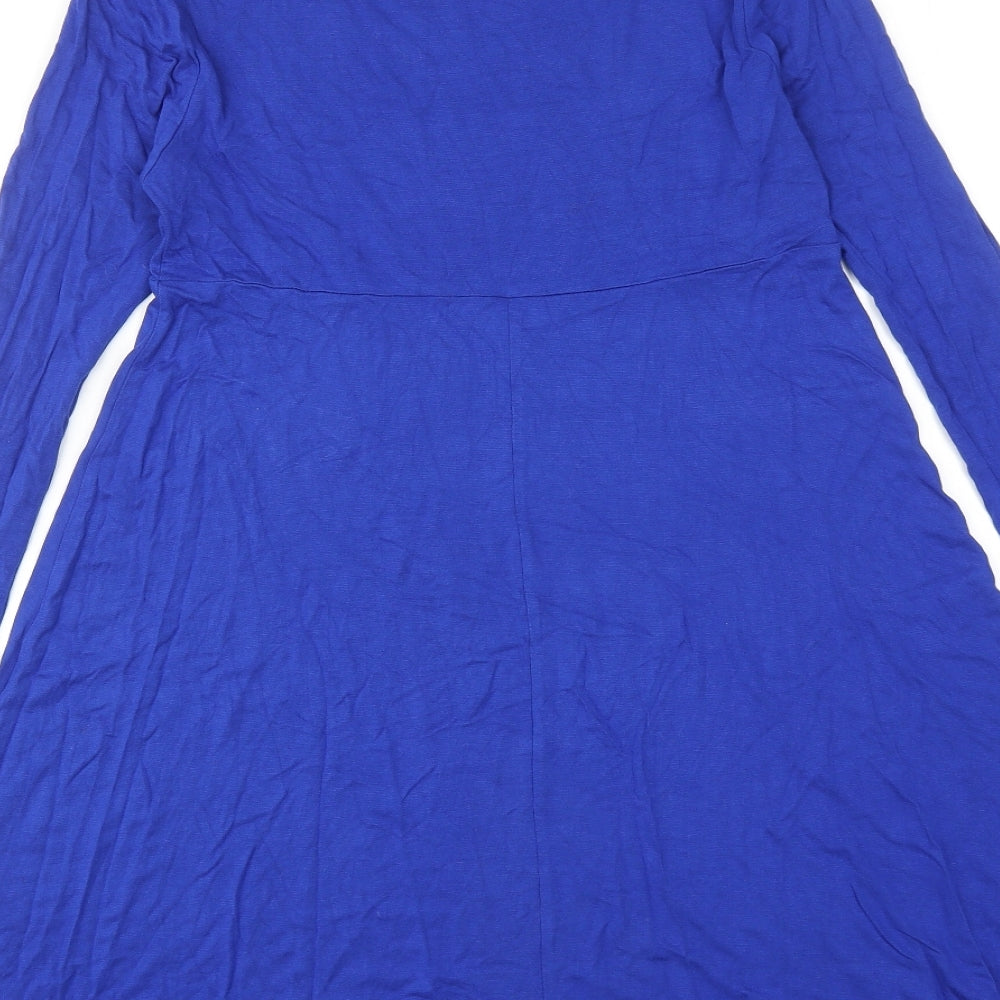 Boohoo Womens Blue Viscose Jumper Dress Size 8 Round Neck Pullover