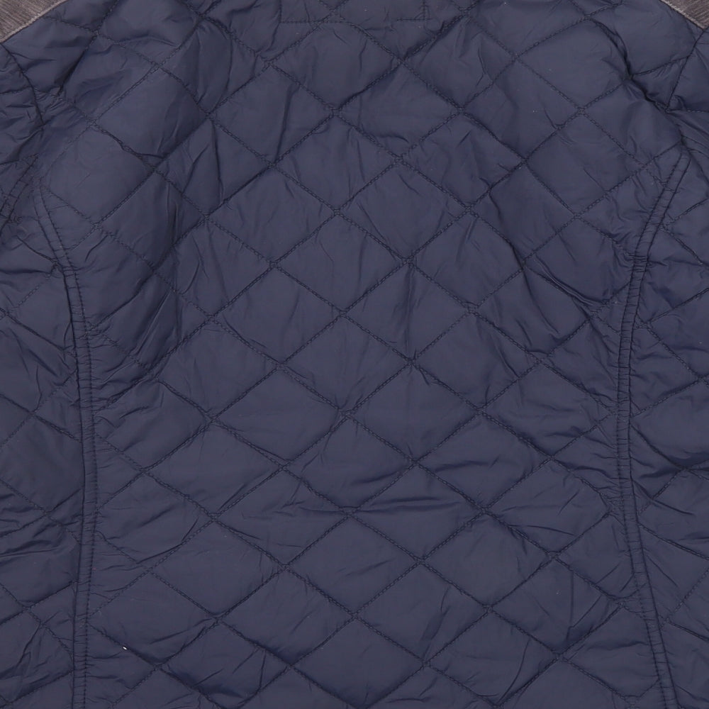 Avenue Womens Blue Quilted Jacket Size M Zip
