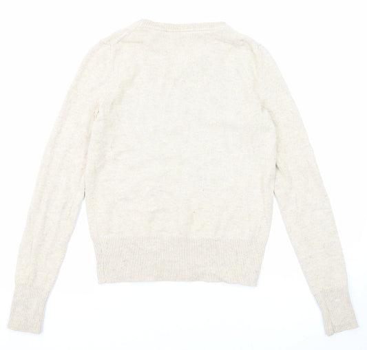 Gap Womens Beige Round Neck Cotton Pullover Jumper Size XS
