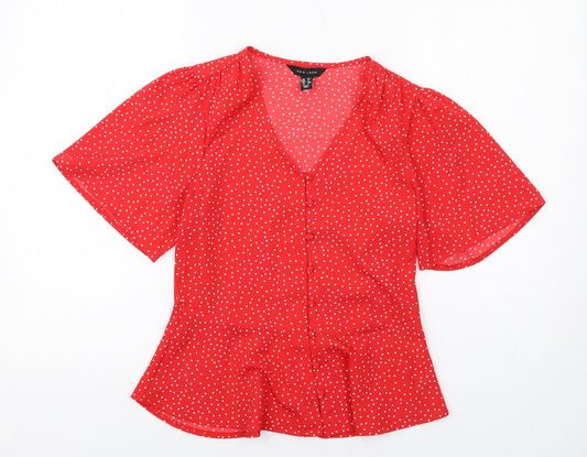 Womens UK Size 6 New Look Red Basic Blouse