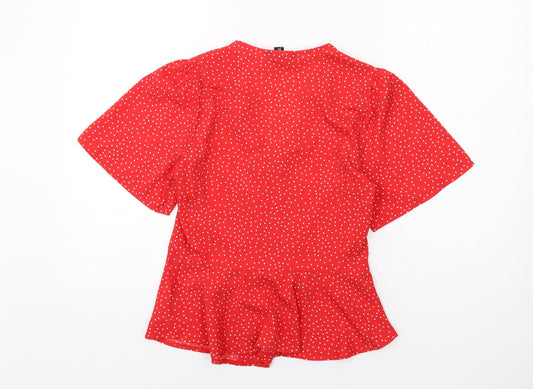 Womens UK Size 6 New Look Red Basic Blouse