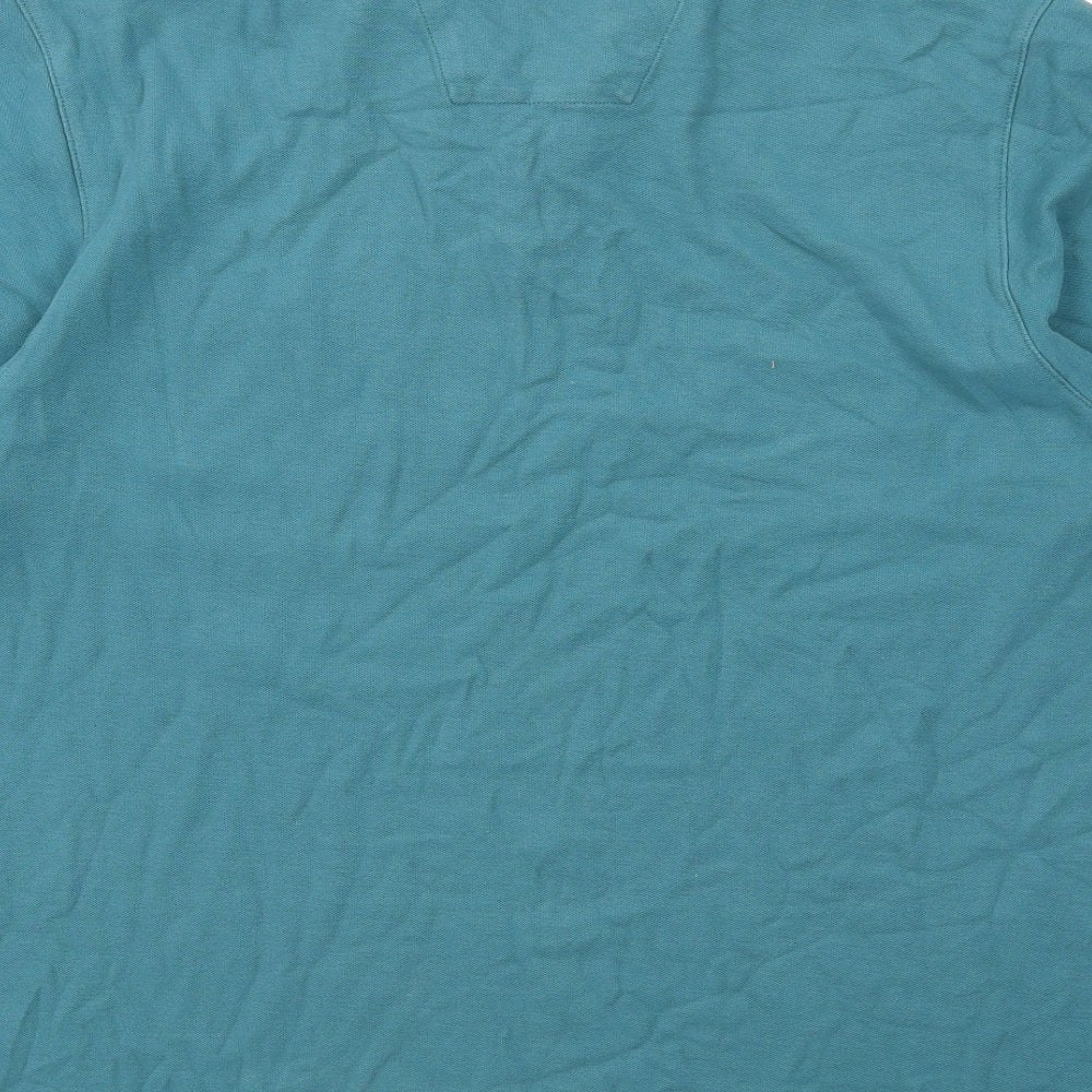 Maine Mens Blue Cotton Polo Size L Collared Button