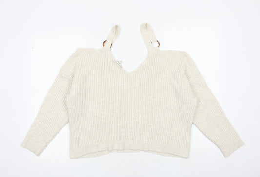 Womens UK Size 14 Miss Selfridge Beige Pullover Jumper