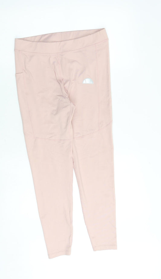 Womens UK Size 12 ellesse Regular Fit Compression Pink Leggings