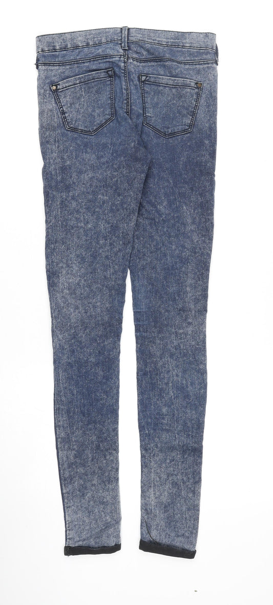 Topshop Womens Blue Cotton Skinny Jeans Size 28 in Regular Zip