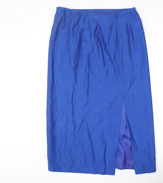 Lakeland Womens Blue Viscose Straight & Pencil Skirt Size 18 Zip
