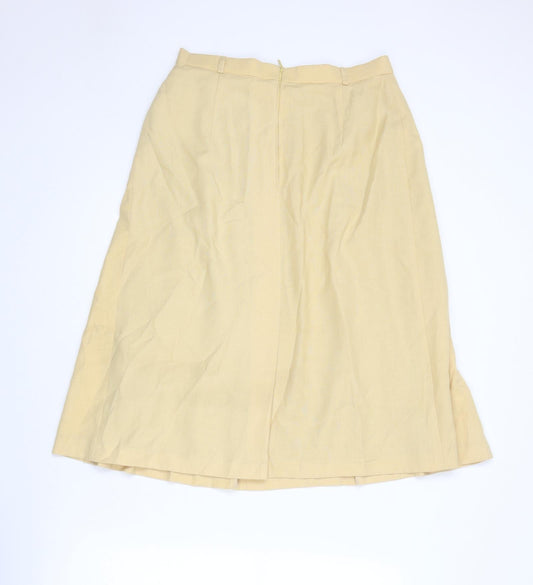 C&A Womens Yellow Polyester Pleated Skirt Size 16 Zip