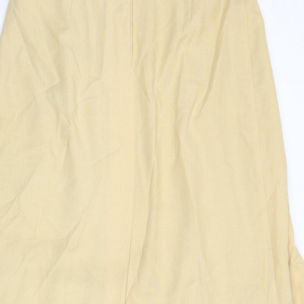 C&A Womens Yellow Polyester Pleated Skirt Size 16 Zip