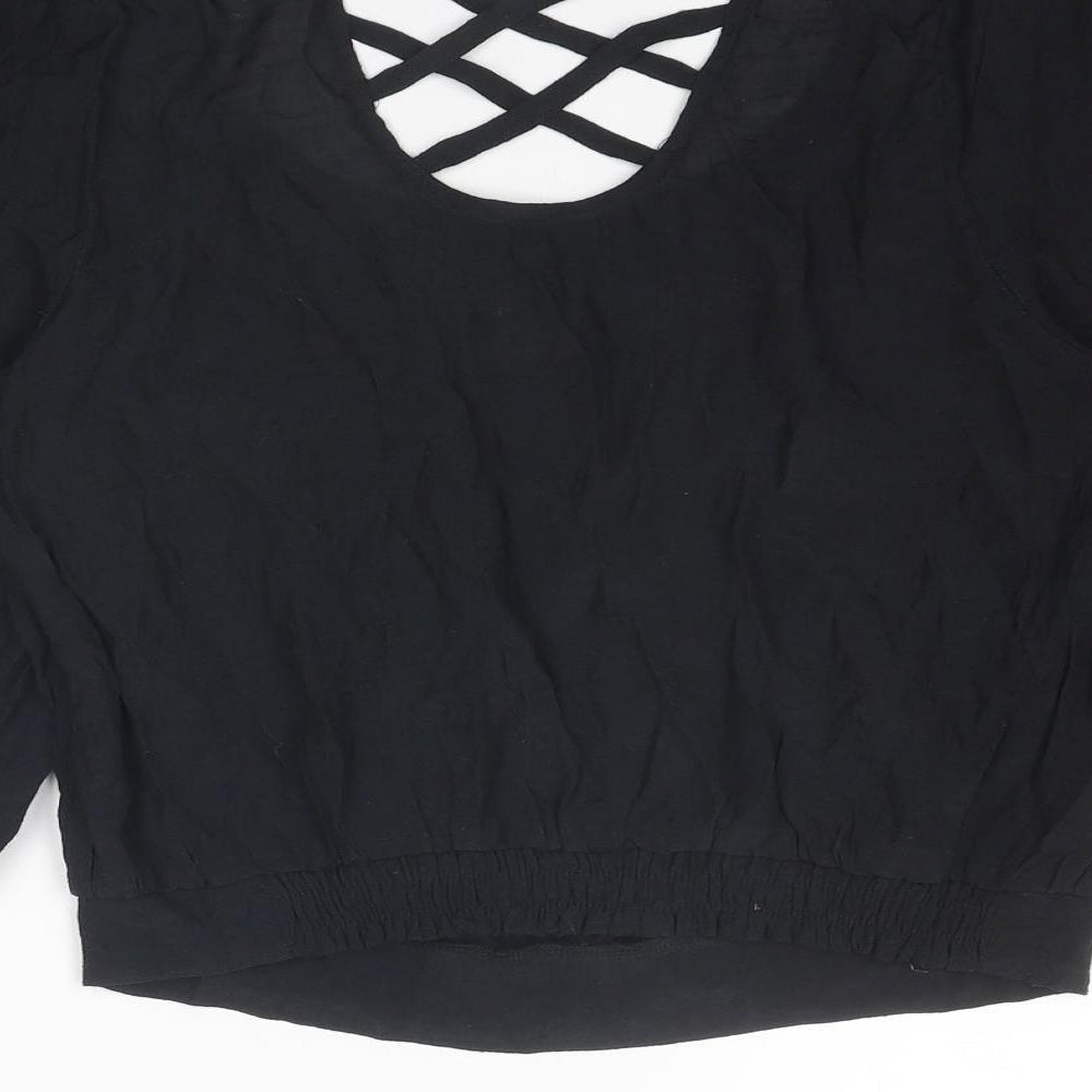 Womens UK Size S MINE Black Basic Blouse