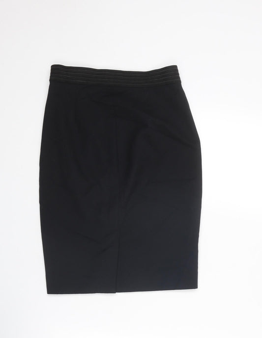 French Connection Womens Black Cotton Straight & Pencil Skirt Size 6 Zip