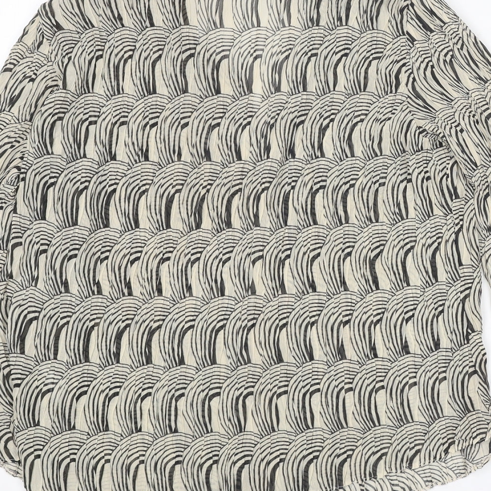 Mia Moda Womens Beige Geometric Polyester Basic Button-Up Size 18 Collared