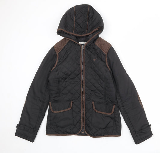 Womens UK Size 10 Blonde + Blonde Black Quilted Coat
