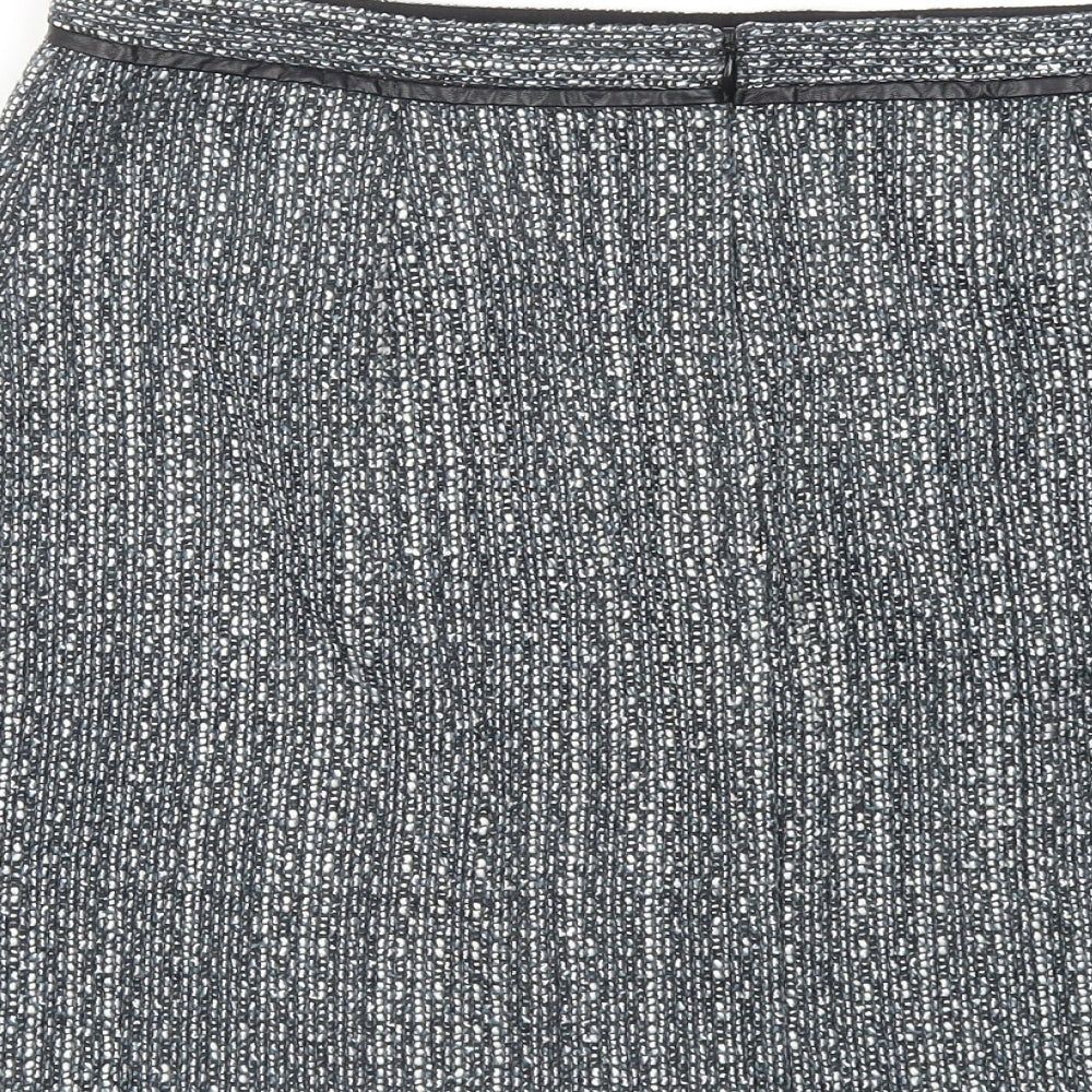 Limited Edition Womens Black Geometric Acrylic A-Line Skirt Size 12 Zip