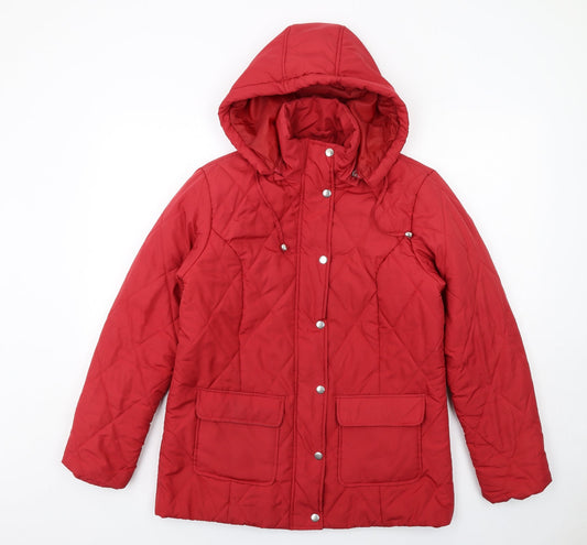 Womens UK Size 10 Damart Red Quilted Coat