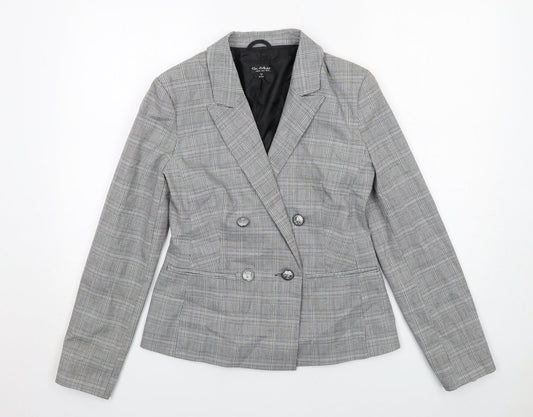 Additional front view of Miss Selfridge women’s grey check polyester jacket suit jacket, size UK 10