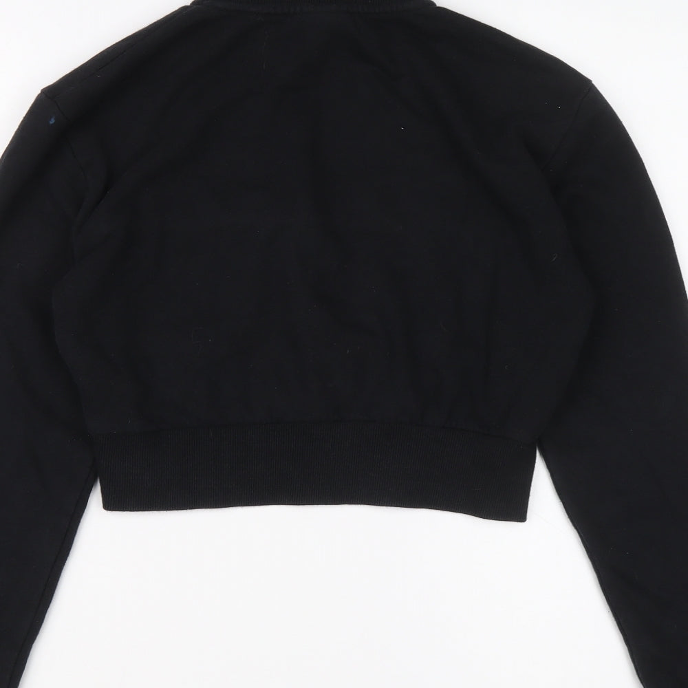 ellesse Womens Black Cotton Pullover Sweatshirt Size 4 Zip