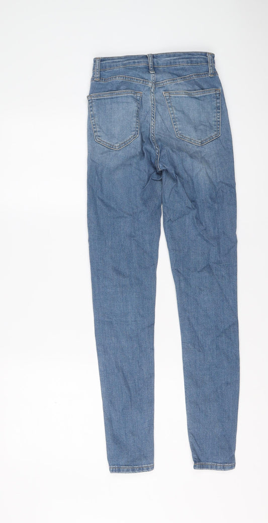 Topshop Womens Blue Cotton Skinny Jeans Size 26 in L29 in Regular Button