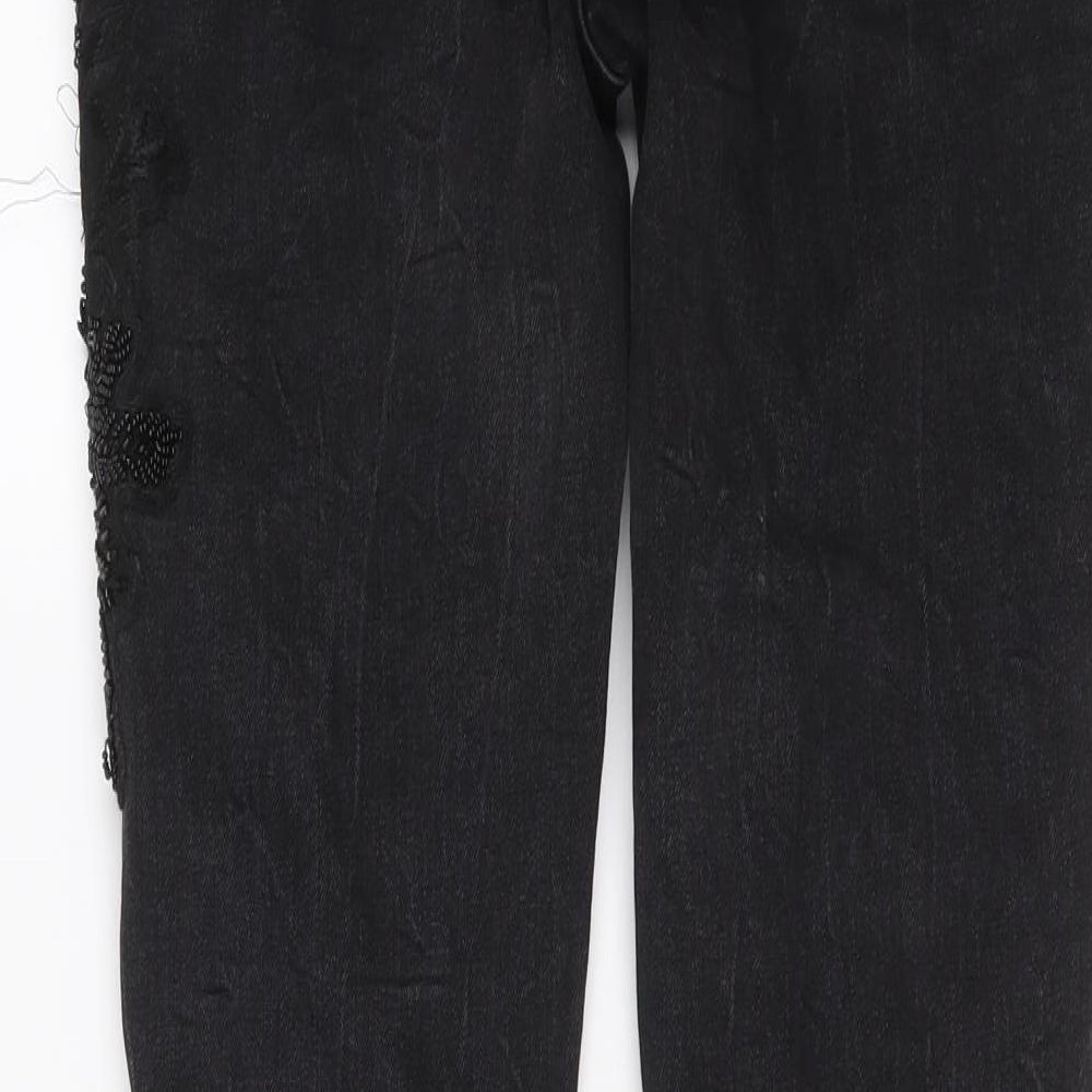 Zara Womens Black Cotton Skinny Jeans Size 10 L28 in Regular Button