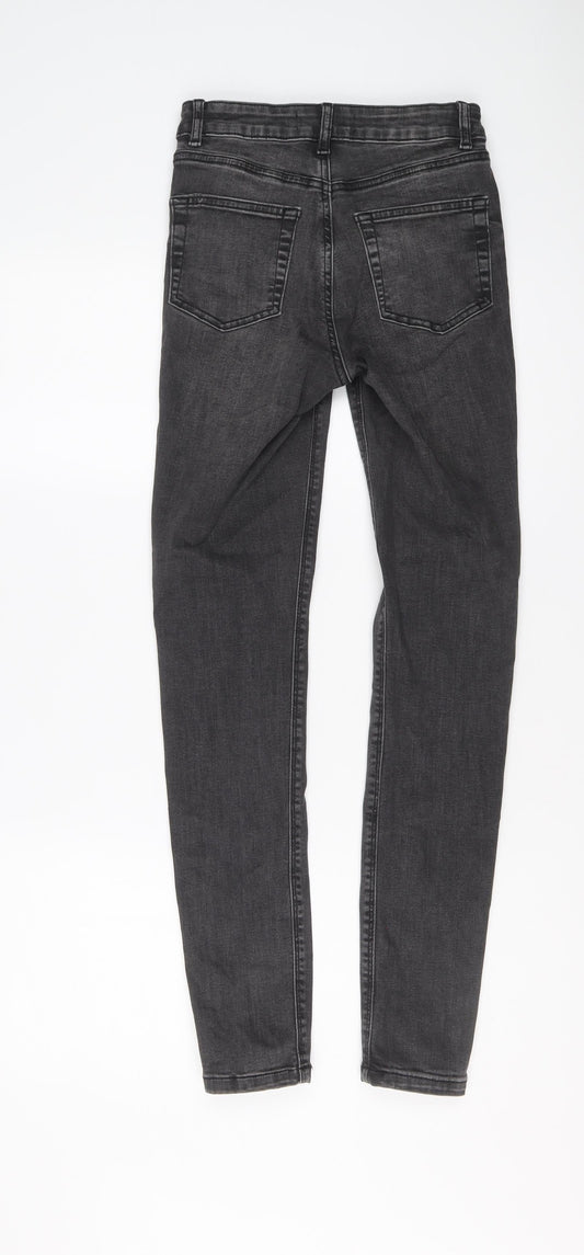 Denim & Co. Womens Grey Cotton Skinny Jeans Size 6 L29 in Regular Button