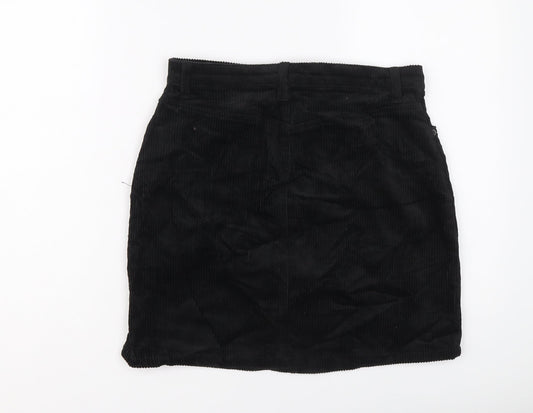 Monki Womens Black Cotton Mini Skirt Size 28 in Button