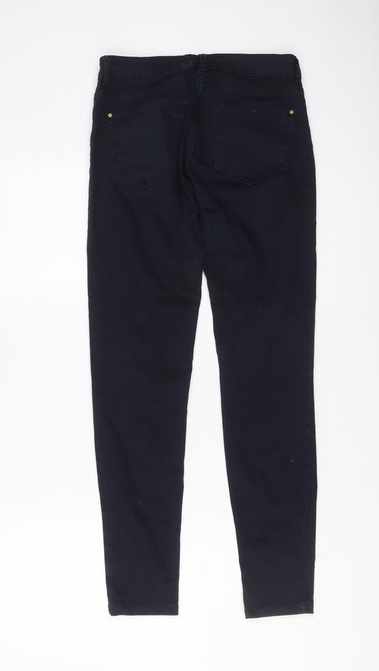 Mango Womens Blue Cotton Skinny Jeans Size 8 L28 in Regular Button