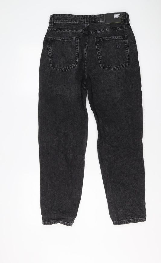 Bershka Womens Black Cotton Straight Jeans Size 8 L26 in Regular Button