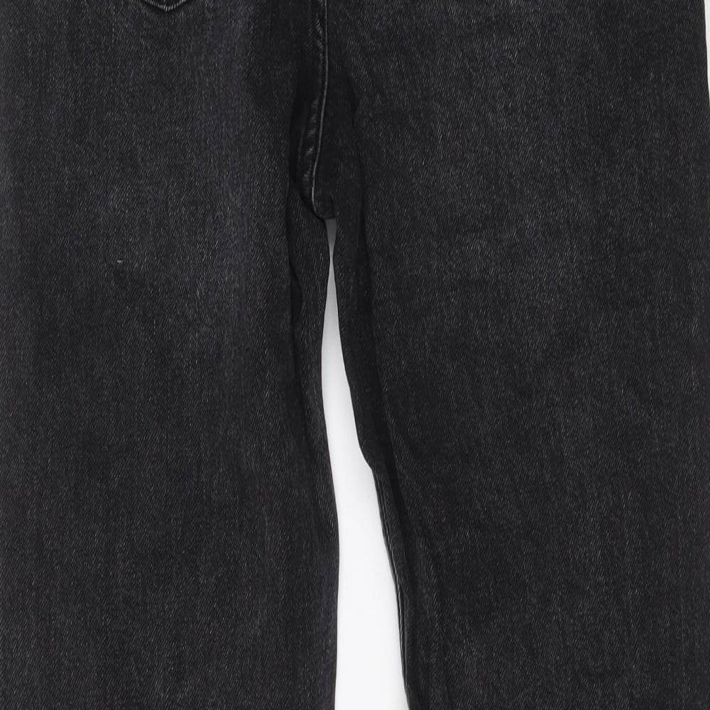 Bershka Womens Black Cotton Straight Jeans Size 8 L26 in Regular Button