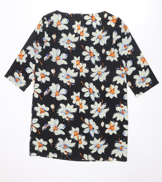 Boohoo Womens Multicoloured Floral Polyester A-Line Size 12 Round Neck Zip