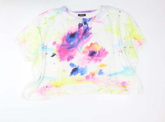 Womens UK Size 10 Kaleidoscope Multicoloured Basic T-Shirt