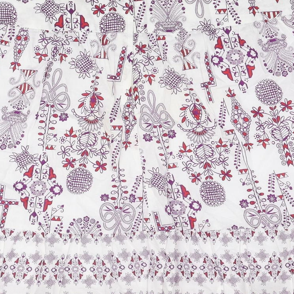 H&M Womens Multicoloured Geometric Cotton Skater Skirt Size 16 Zip