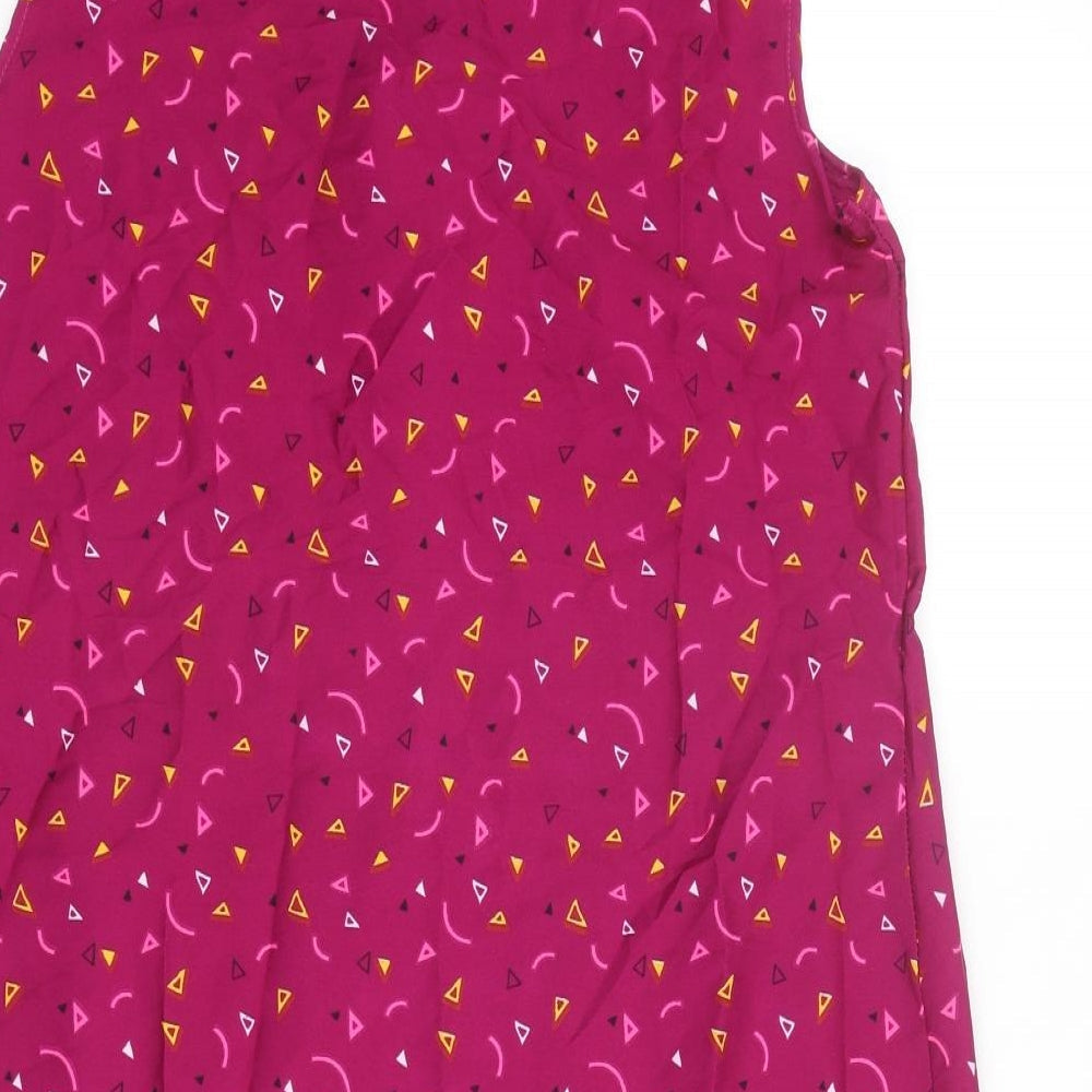 Mela Loves London Womens Purple Geometric Polyester A-Line Size 10 Round Neck Pullover