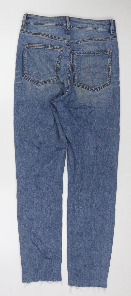 ASOS Womens Blue Cotton Tapered Jeans Size 28 in L32 in Regular Zip - Frayed Hem