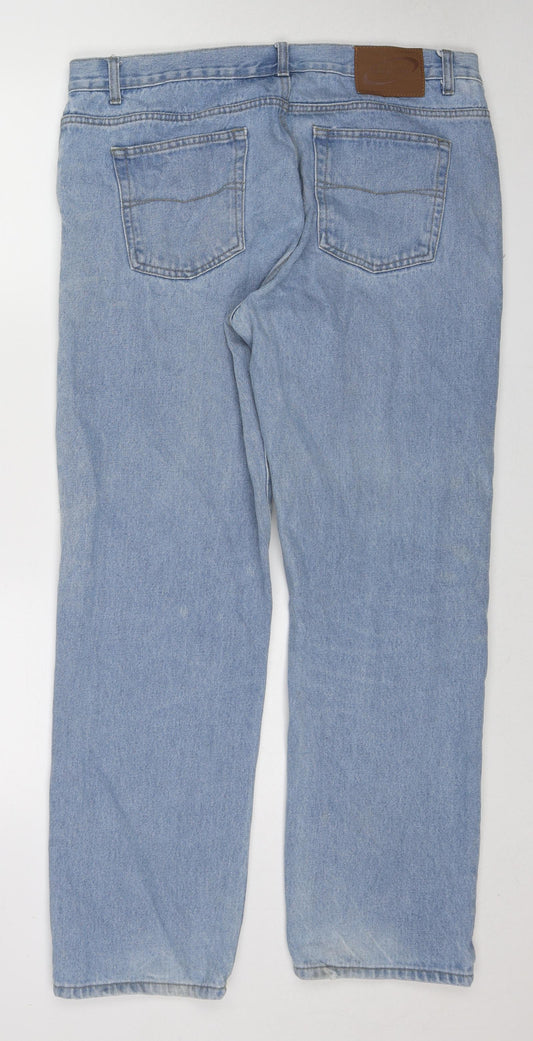 Blue Circle Mens Blue Cotton Straight Jeans Size 38 in Regular Zip