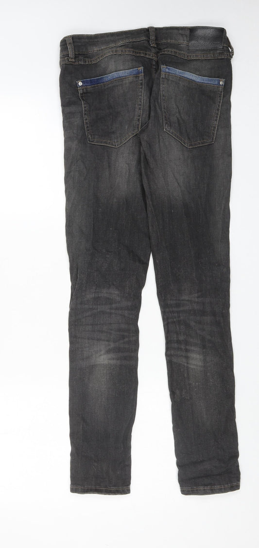 Zara Womens Grey Cotton Skinny Jeans Size 8 Regular Zip