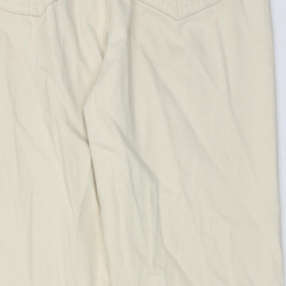 Denim & Co. Womens Beige Cotton Straight Jeans Size 14 Regular Zip