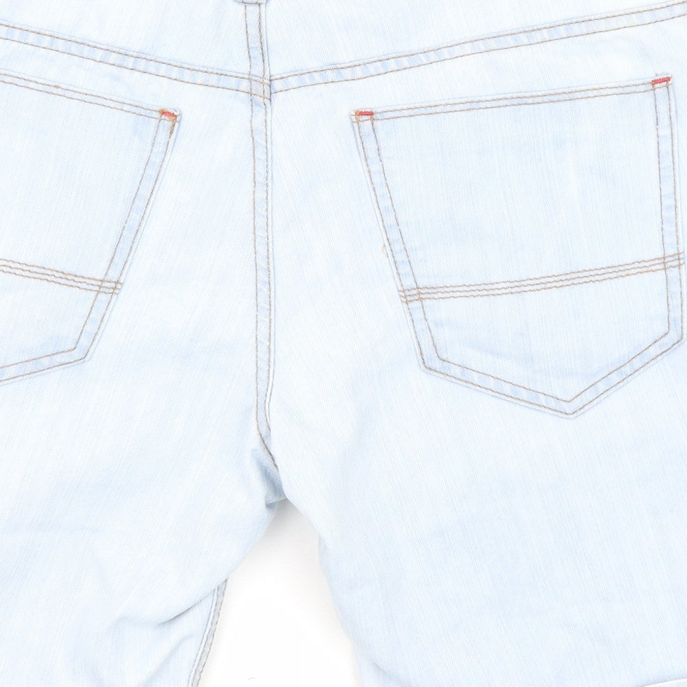 Denim & Co. Womens Blue Cotton Boyfriend Shorts Size 30 in Regular Zip