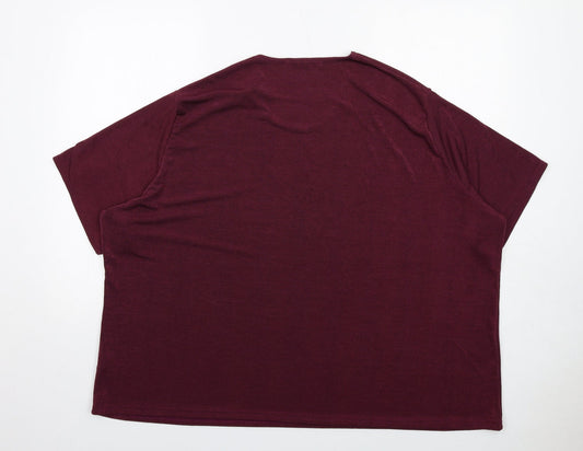 Classics Womens Purple Polyester Basic T-Shirt Size 32 Round Neck