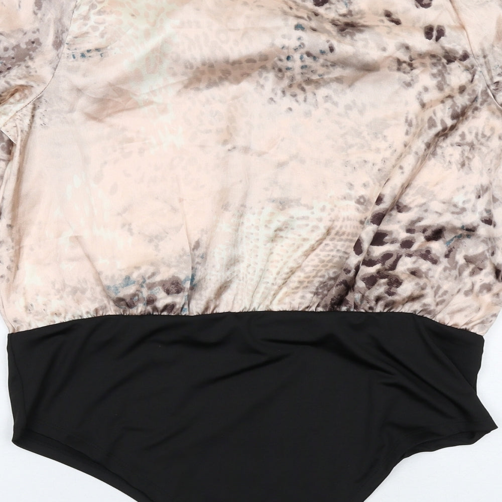 QED London Womens Pink Polyester Bodysuit One-Piece Size 14 Snap