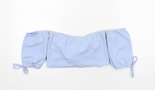 Womens UK Size 10 PRETTYLITTLETHING Blue Cropped Blouse
