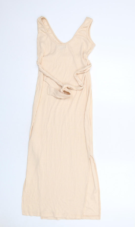 Missguided Womens Beige Polyester Tank Dress Size 10 V-Neck Pullover