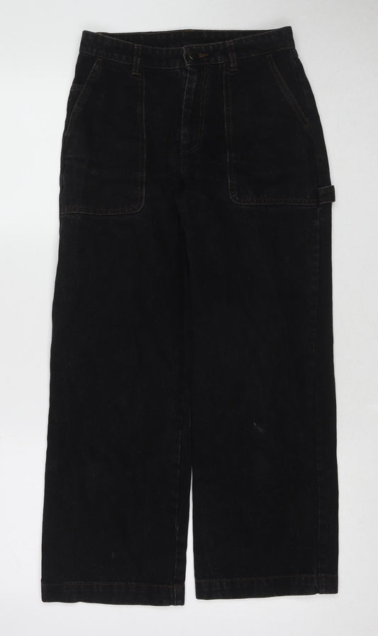 Womens UK Size 25 in Monki Regular Fit Wide-Leg Black Jeans