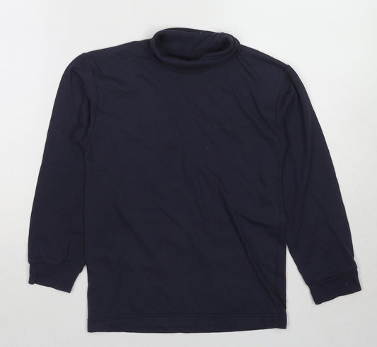 Additional front view of Adams girls’ black cotton basic t-shirt, size 8, years roll neck pullover