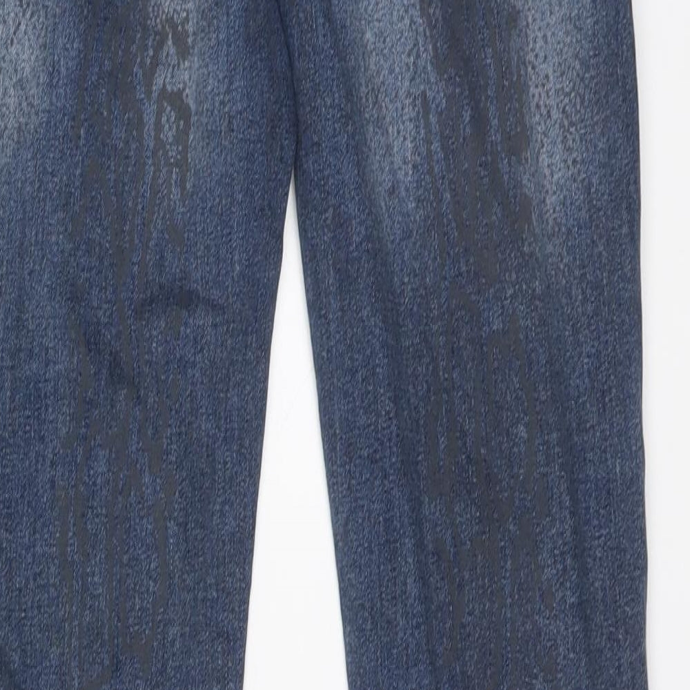 United Colors of Benetton Womens Blue Animal Print Cotton Skinny Jeans Size 28 in L31 in Regular Button - Snakeskin pattern