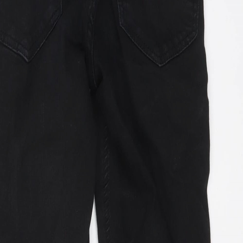 Topshop Womens Black Cotton Skinny Jeans Size 24 in L25 in Regular Button