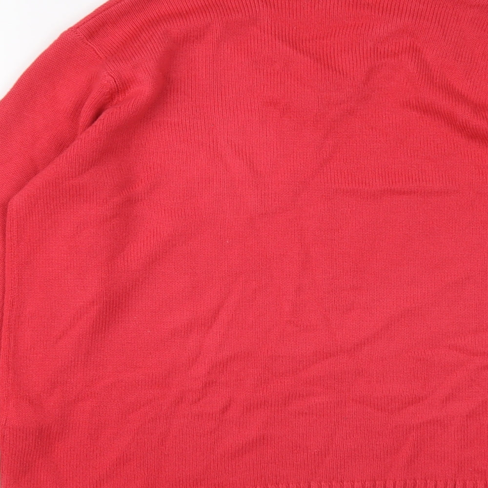 Balsamik Womens Pink V-Neck Acrylic Pullover Jumper Size 18