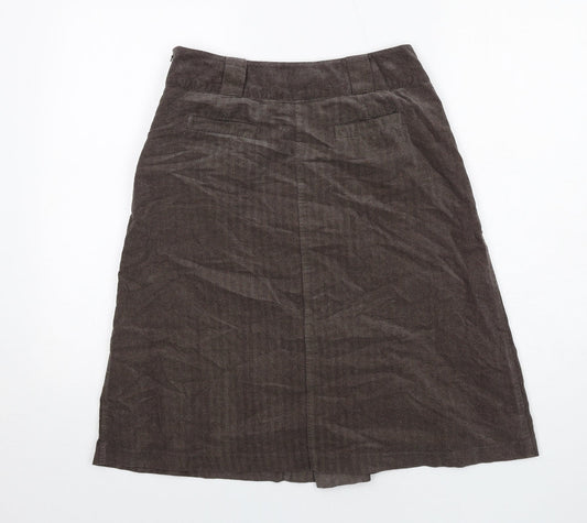 Monsoon Womens Brown Herringbone Cotton A-Line Skirt Size 8 Zip